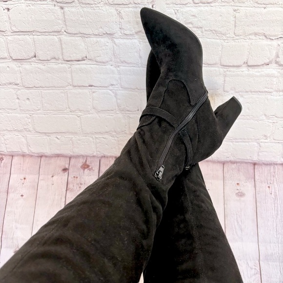UNISA Unultan Over-The-Knee Black Faux Suede Fabric Boots--8 - Picture 4 of 16